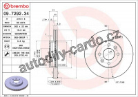 Brzdový kotouč BREMBO 09.7292.34 - RENAULT