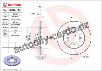 Brzdový kotouč BREMBO 09.5694.10 - NISSAN