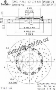 Brzdový kotouč BREMBO 09.A804.23 - OPEL, SAAB