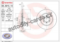 Brzdový kotouč BREMBO 08.3910.10 - ALFA ROMEO