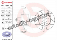 Brzdový kotouč BREMBO MAX 08.7627.75 - OPEL Brzdový kotouč BREMBO MAX 08.7627.75 - OPEL