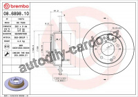 Brzdový kotouč BREMBO 08.6898.10 - ACURA, HONDA Brzdový kotouč BREMBO 08.6898.10 - ACURA, HONDA