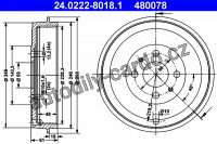 Brzdový buben ATE 24.0222-8018 (AT 480078) - ALFA ROMEO, FIAT Brzdový buben ATE 24.0222-8018 (AT 480078) - ALFA ROMEO, FIAT