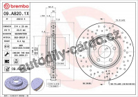 Brzdový kotouč BREMBO 09.A820.1X - AUDI