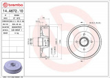 Brzdový buben BREMBO 14.A672.10 - NISSAN