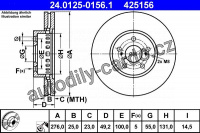 Brzdový kotouč ATE 24.0125-0156 (AT 425156) - TOYOTA
