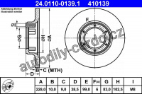 Brzdový kotouč ATE 24.0110-0139 (AT 410139) - RENAULT