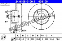 Brzdový kotouč ATE 24.0108-0100 (AT 408100) - AUDI, VW Brzdový kotouč ATE 24.0108-0100 (AT 408100) - AUDI, VW