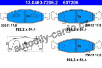 Sada brzdových destiček ATE 13.0460-7206 (AT 607206) - JEEP Sada brzdových destiček ATE 13.0460-7206 (AT 607206) - JEEP
