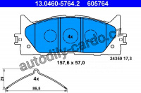 Sada brzdových destiček ATE 13.0460-5764 (AT 605764) Sada brzdových destiček ATE 13.0460-5764 (AT 605764)