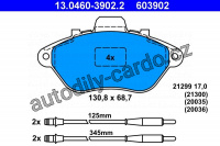 Sada brzdových destiček ATE 13.0460-3902 (AT 603902) - PEUGEOT