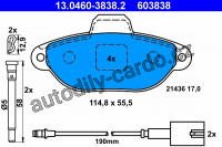 Sada brzdových destiček ATE 13.0460-3838 (AT 603838) - FIAT Sada brzdových destiček ATE 13.0460-3838 (AT 603838) - FIAT