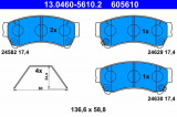 Sada brzdových destiček ATE 13.0460-5610 (AT 605610) - MAZDA Sada brzdových destiček ATE 13.0460-5610 (AT 605610) - MAZDA