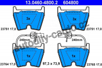 Sada brzdových destiček ATE 13.0460-4800 (AT 604800) - VW