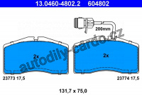 Sada brzdových destiček ATE 13.0460-4802 (AT 604802) - AUDI Sada brzdových destiček ATE 13.0460-4802 (AT 604802) - AUDI