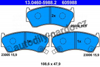 Sada brzdových destiček ATE 13.0460-5988 (AT 605988) - NISSAN Sada brzdových destiček ATE 13.0460-5988 (AT 605988) - NISSAN