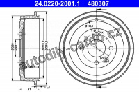 Brzdový buben ATE 24.0220-2001 (AT 202001) Brzdový buben ATE 24.0220-2001 (AT 202001)
