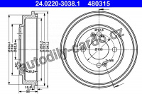 Brzdový buben ATE 24.0220-3038 (AT 203038) Brzdový buben ATE 24.0220-3038 (AT 203038)