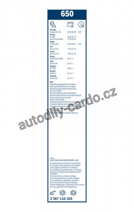 Sada stěračů BOSCH (BO 3397118320) - 650mm + 650mm