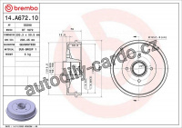 Brzdový buben BREMBO 14.A672.10 - NISSAN