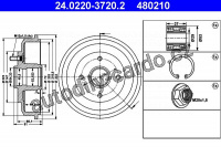 Brzdový buben ATE 24.0220-3720 (AT 480210) - FORD Brzdový buben ATE 24.0220-3720 (AT 480210) - FORD