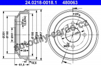 Brzdový buben ATE 24.0218-0018 (AT 480063) - HONDA Brzdový buben ATE 24.0218-0018 (AT 480063) - HONDA