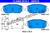 Sada brzdových destiček ATE 13.0460-5510 (AT 605510) Sada brzdových destiček ATE 13.0460-5510 (AT 605510)