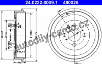 Brzdový buben ATE 24.0222-8009 - BMW Brzdový buben ATE 24.0222-8009 - BMW