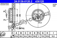 Brzdový kotouč ATE 24.0136-0120 (AT 436120) Brzdový kotouč ATE 24.0136-0120 (AT 436120)