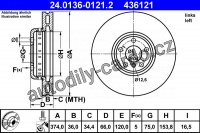 Brzdový kotouč ATE 24.0136-0121 (AT 436121) Brzdový kotouč ATE 24.0136-0121 (AT 436121)
