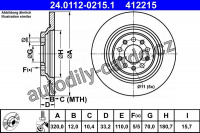 Brzdový kotouč ATE 24.0112-0215 (AT 412215) Brzdový kotouč ATE 24.0112-0215 (AT 412215)