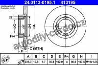 Brzdový kotouč ATE 24.0113-0195 (AT 413195) - CHEVROLET Brzdový kotouč ATE 24.0113-0195 (AT 413195) - CHEVROLET