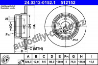 Brzdový kotouč ATE 24.0312-0152 (AT 512152) - Power Disc - BMW Brzdový kotouč ATE 24.0312-0152 (AT 512152) - Power Disc - BMW