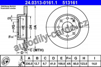 Brzdový kotouč ATE 24.0313-0161 (AT 513161) - Power Disc - OPEL