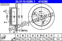 Brzdový kotouč ATE 24.0110-0286 (AT 410286) - HYUNDAI Brzdový kotouč ATE 24.0110-0286 (AT 410286) - HYUNDAI