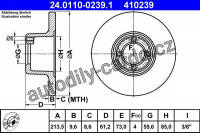 Brzdový kotouč ATE 24.0110-0239 (AT 410239) - AUSTIN, ROVER Brzdový kotouč ATE 24.0110-0239 (AT 410239) - AUSTIN, ROVER