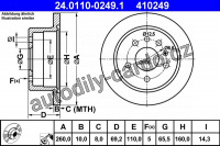 Brzdový kotouč ATE 24.0110-0249 (AT 410249) - SAAB Brzdový kotouč ATE 24.0110-0249 (AT 410249) - SAAB