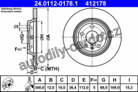 Brzdový kotouč ATE 24.0112-0178 (AT 412178) - AUDI Brzdový kotouč ATE 24.0112-0178 (AT 412178) - AUDI