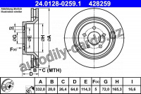 Brzdový kotouč ATE 24.0128-0259 (AT 428259) Brzdový kotouč ATE 24.0128-0259 (AT 428259)