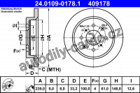 Brzdový kotouč ATE 24.0109-0178 (AT 409178) Brzdový kotouč ATE 24.0109-0178 (AT 409178)
