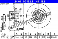 Brzdový kotouč ATE 24.0111-0182 (AT 411182) Brzdový kotouč ATE 24.0111-0182 (AT 411182)