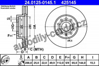 Brzdový kotouč ATE CRYO 24.0125-0145 (AT 425145) - AUDI, SEAT, ŠKODA, VW Brzdový kotouč ATE CRYO 24.0125-0145 (AT 425145) - AUDI, SEAT, ŠKODA, VW