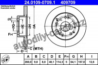 Brzdový kotouč ATE 24.0109-0709 (AT 409709) Brzdový kotouč ATE 24.0109-0709 (AT 409709)