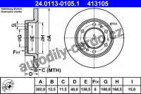 Brzdový kotouč ATE 24.0113-0105 (AT 413105) - TOYOTA Brzdový kotouč ATE 24.0113-0105 (AT 413105) - TOYOTA