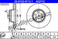 Brzdový kotouč ATE 24.0132-0113 (AT 432113) - BMW Brzdový kotouč ATE 24.0132-0113 (AT 432113) - BMW