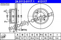 Brzdový kotouč ATE 24.0113-0117 (AT 413117) - SAAB Brzdový kotouč ATE 24.0113-0117 (AT 413117) - SAAB