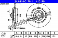 Brzdový kotouč ATE 24.0110-0179 (AT 410179) - ALFA ROMEO Brzdový kotouč ATE 24.0110-0179 (AT 410179) - ALFA ROMEO
