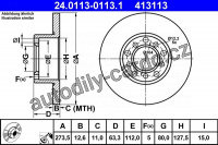 Brzdový kotouč ATE 24.0113-0113 (AT 413113) - MERCEDES-BENZ Brzdový kotouč ATE 24.0113-0113 (AT 413113) - MERCEDES-BENZ