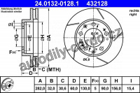 Brzdový kotouč ATE 24.0132-0128 (AT 432128) - PORSCHE Brzdový kotouč ATE 24.0132-0128 (AT 432128) - PORSCHE