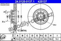 Brzdový kotouč ATE 24.0125-0137 (AT 425137) - AUDI, SEAT Brzdový kotouč ATE 24.0125-0137 (AT 425137) - AUDI, SEAT